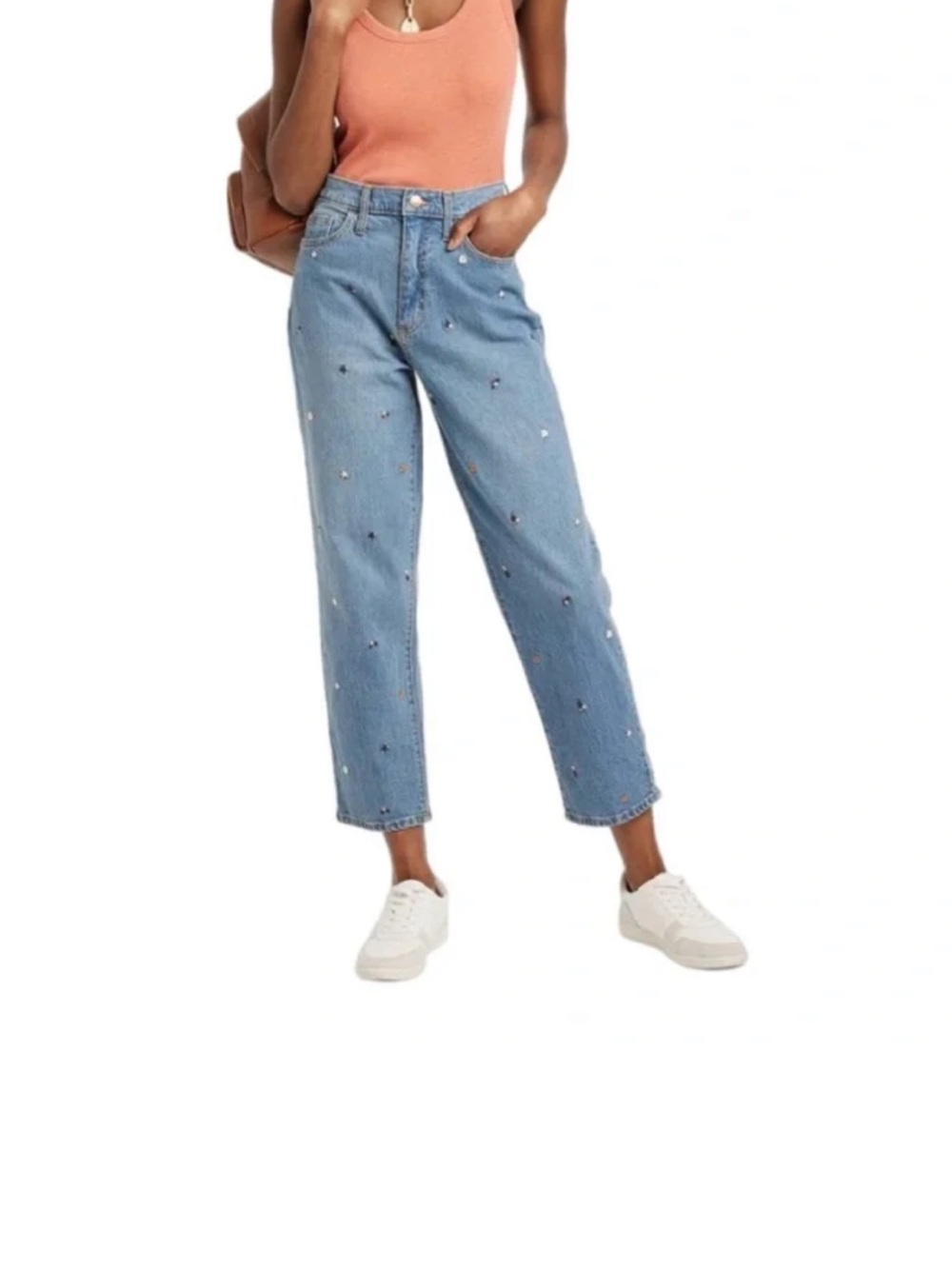 Universal Thread Light Blue Straight Leg Jeans with Micro Embroidered Dots
